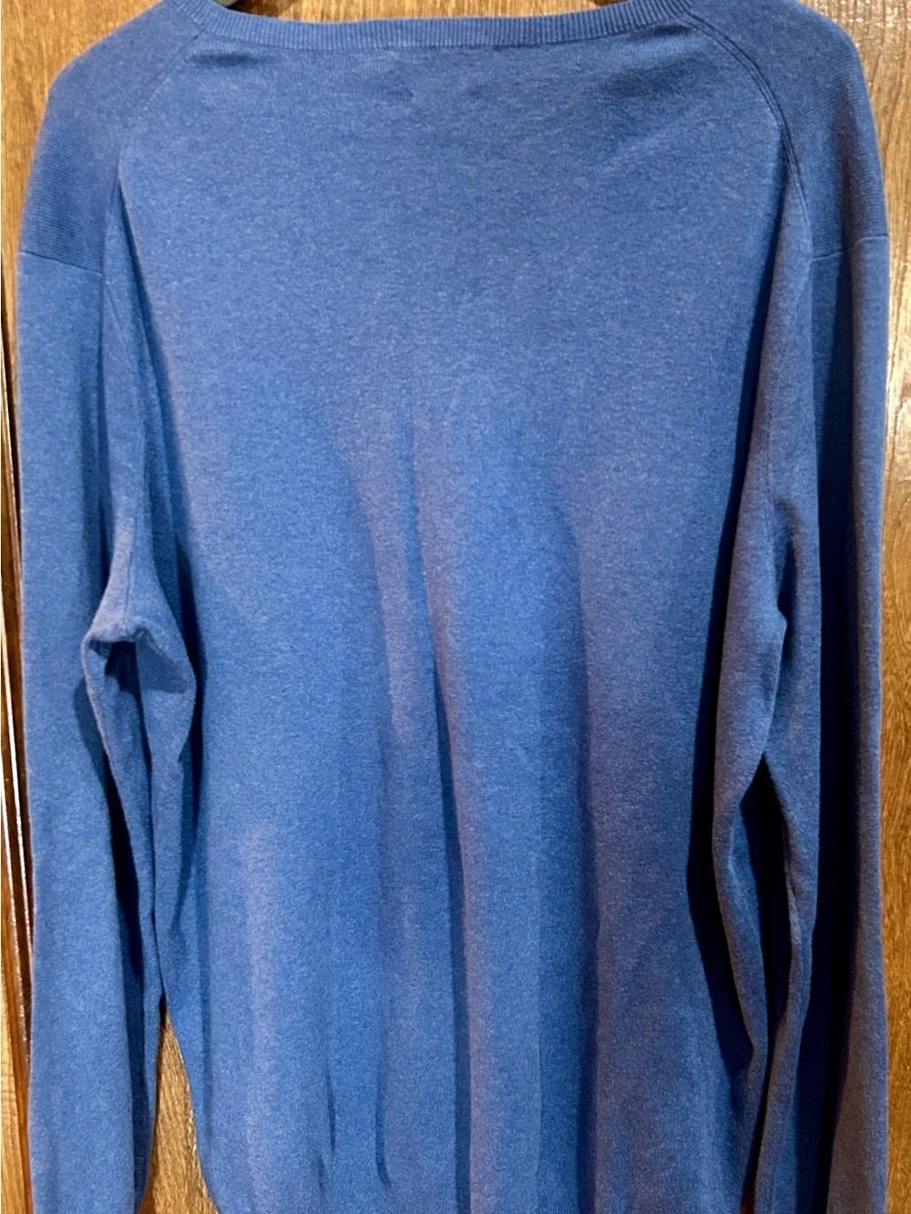 Polo Ralph Lauren Pima Cotton V-Neck Sweater LT Slate Blue Yellow Pony